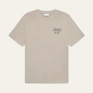 Tee-Shirt en Coton Beige Imprimé Dos LES DEUX