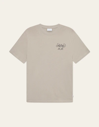 Tee-Shirt en Coton Beige Imprimé Dos LES DEUX