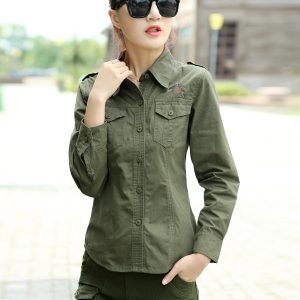 Chemise militaire en coton pour femmes