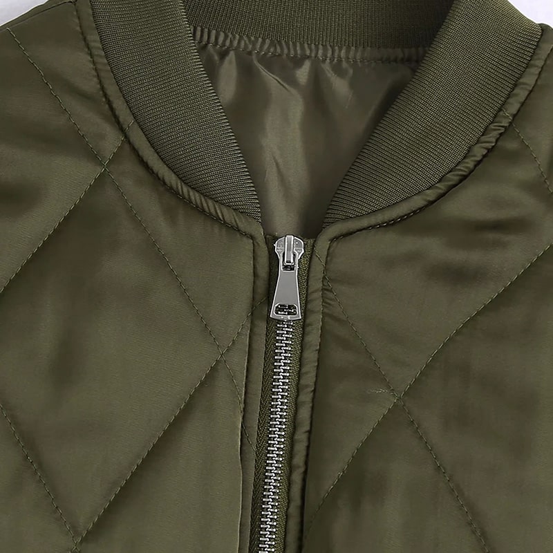 Blouson de bombardier à carreaux pour femme – Image 3