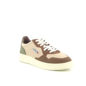 BASKETS MEDALIST LOW TRICOLOR EN DAIM MARRON KAKI AUTRY