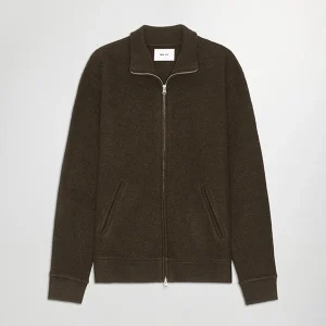 Veste Zippée en laine bouillie Marron NN07