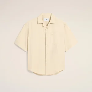 Chemise Beige Boxy Manches Courtes En Coton AMI PARIS