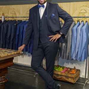 Costume carreaux bleu marine