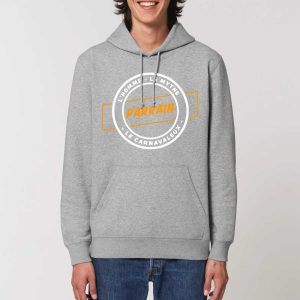 Sweat à capuche unisexe avec poche ventrale – Bio 280 g/m² – Parrain l&rsquo;homme le mythe le carnavaleux