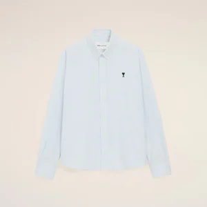 Chemise En Oxford De Coton Bleu Rayé AMI PARIS