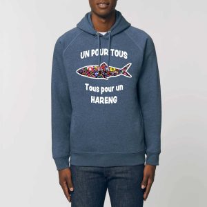 Sweat à capuche unisexe avec poches latérales – Bio 300g/m² – Un pour tous Tous pour un hareng