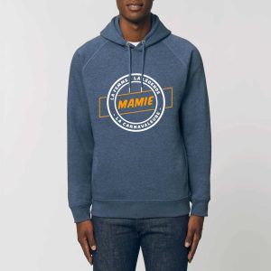Sweat à capuche unisexe avec poches latérales – Bio 300g/m² – Mamie la femme la légende la carnavaleuse