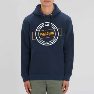 Sweat à capuche unisexe avec poche ventrale – Bio 350 g/m² – Parrain l&rsquo;homme le mythe le carnavaleux