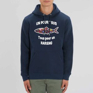 Sweat à capuche unisexe avec poche ventrale – Bio 350 g/m² – Un pour tous Tous pour un hareng