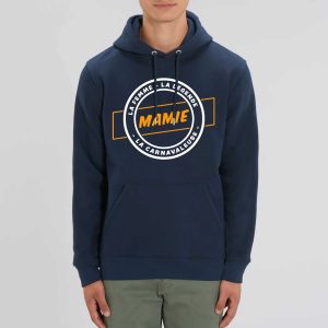 Sweat à capuche unisexe avec poche ventrale – Bio 350 g/m² – Mamie la femme la légende la carnavaleuse