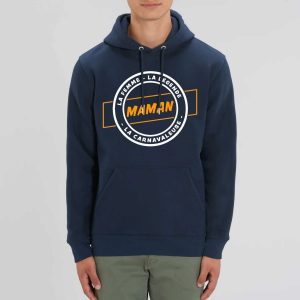 Sweat à capuche unisexe avec poche ventrale – Bio 350 g/m² – Maman la femme la légende la carnavaleuse
