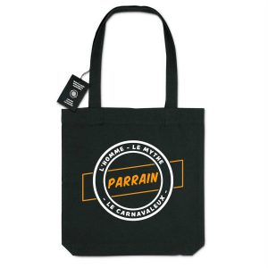 Tote bag en toile 100% recyclé 300g/m² – Parrain l&rsquo;homme le mythe le carnavaleux