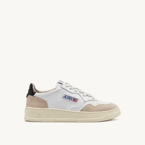 Baskets Medalist Low En Cuir Blanc Et Noir Et Daim Beige AUTRY