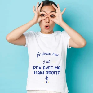 T-shirt Femme Je peux pas j&rsquo;ai rdv avec ma main droite