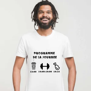 T-shirt Homme Programme de la journée musculation