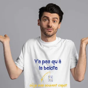 T-shirt Homme Y&rsquo;a pas qu&rsquo;à la belote où je suis souvent capot