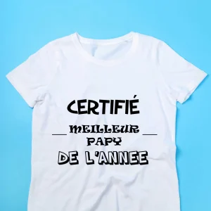 T-shirt Certifié meilleur papy de l&rsquo;année