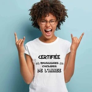 T-shirt Certifiée meilleure cycliste de l&rsquo;année