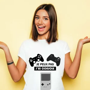 T-shirt Femme Je peux pas j&rsquo;ai console