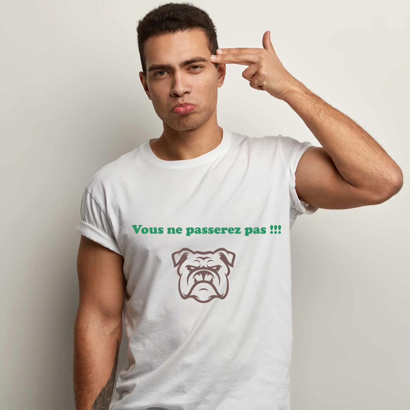 T-shirt Homme Chien Vous ne passerez pas