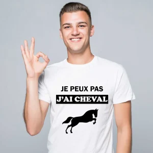 T-shirt Homme Je peux pas j’ai cheval