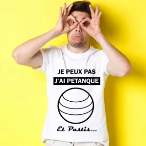 T-shirt Homme Je peux pas j&rsquo;ai pétanque