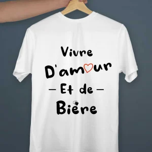 T-shirt Homme Vivre d&rsquo;amour et de bière