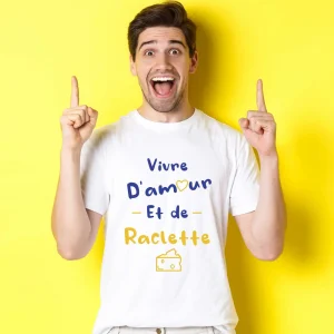 T-shirt Homme Vivre d&rsquo;amour et de raclette
