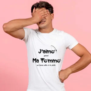 T-shirt J&rsquo;aime quand ma femme me laisse aller à la pêche