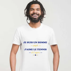 T-shirt Je suis un homme simple j&rsquo;aime le tennis et l&rsquo;apéro