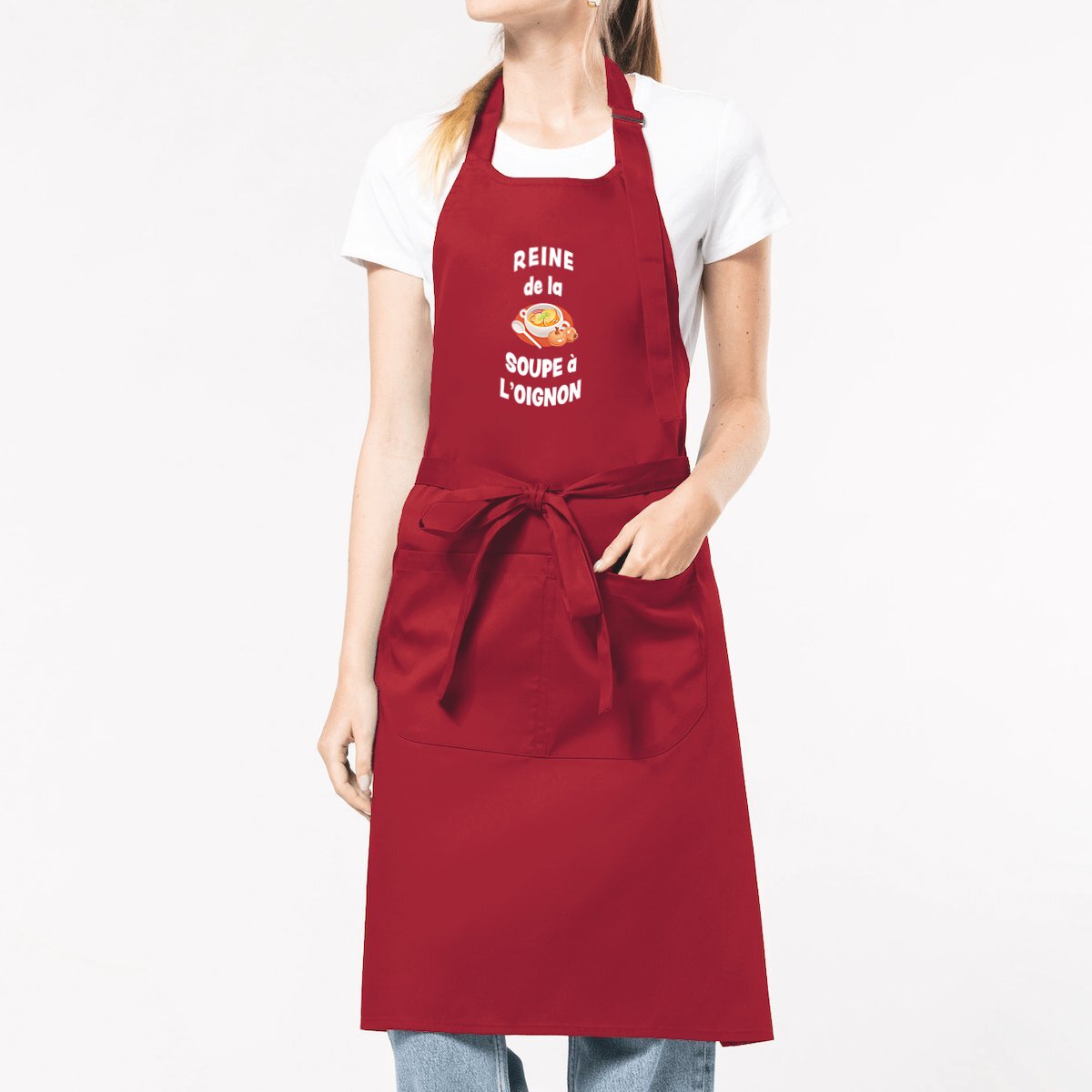 Tablier de cuisine – 100% coton Bio – Reine de la soupe à l&rsquo;oignon – Image 8