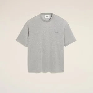 Tee-Shirt Coton et Soie Gris AMI PARIS