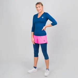 Tee-shirt Manche Longue V-Neck Bleu Foncé