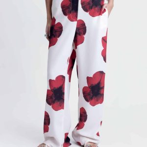 Pantalon femme – imprimé fleurs