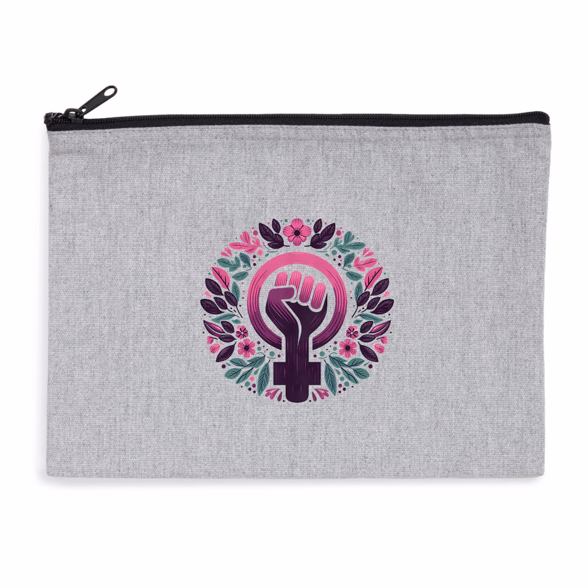 Pochette féministe zippée recyclée – accessoire engagé écoresponsable