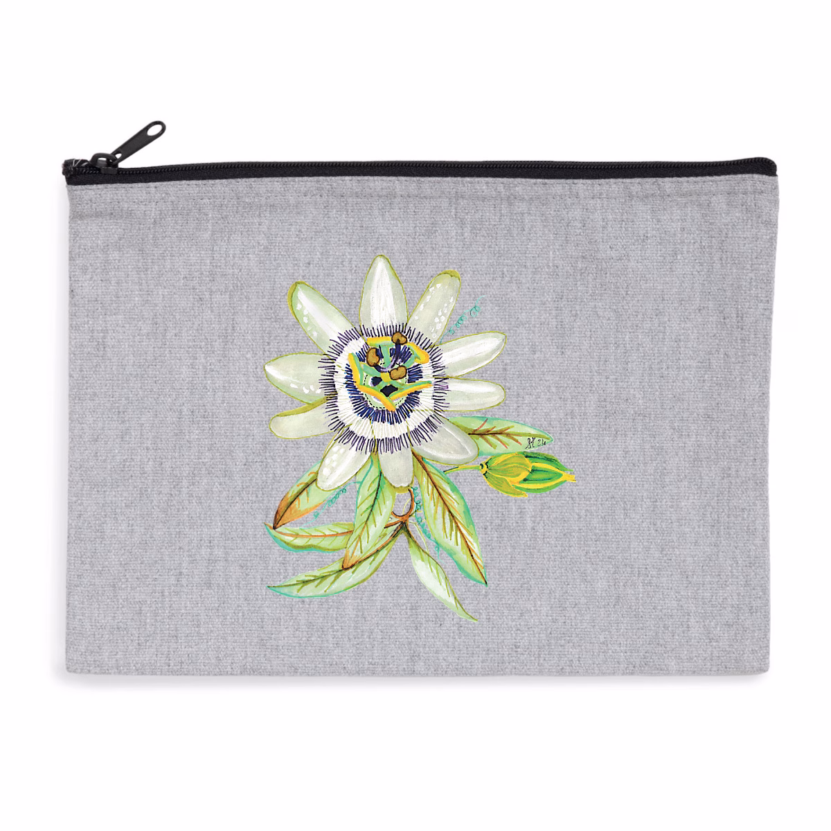 Pochette fleur de passiflore zippée recyclée écoresponsable