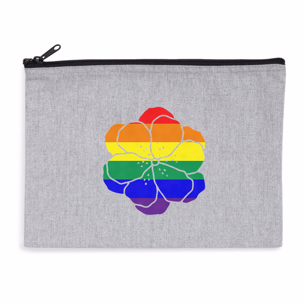 Pochette LGBTQI+ zippée recyclée fleur arc-en-ciel éthique