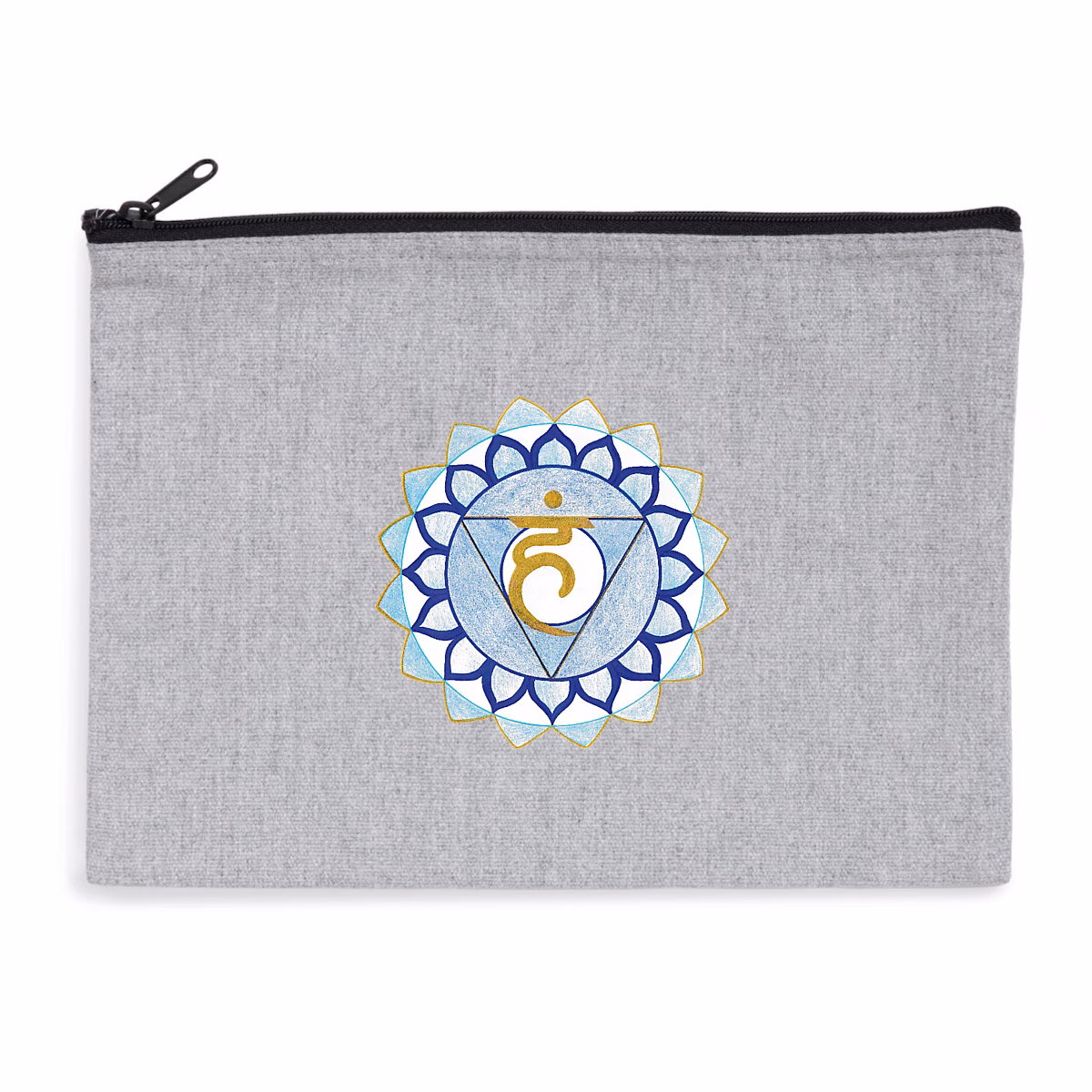 Pochette chakra de la gorge zippée recyclée – accessoire spirituel écoresponsable