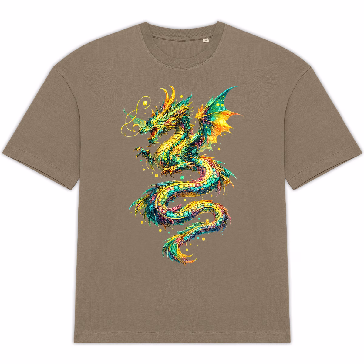 T-shirt Dragon coloré unisexe oversized en coton bio – Image 2