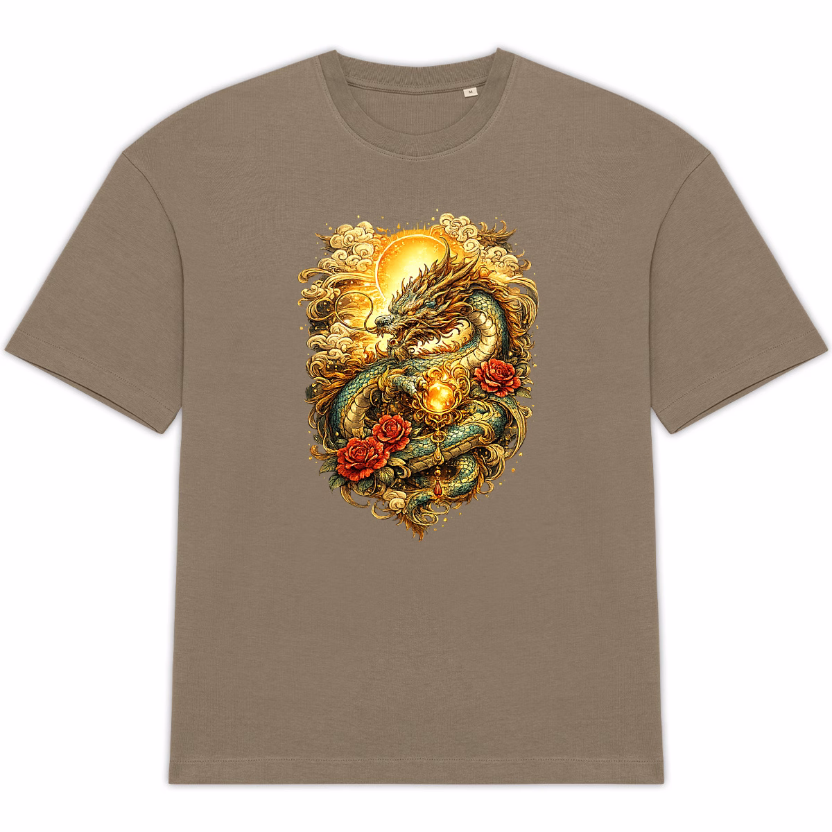 T-shirt Dragon et perle unisexe oversized en coton bio – Image 2