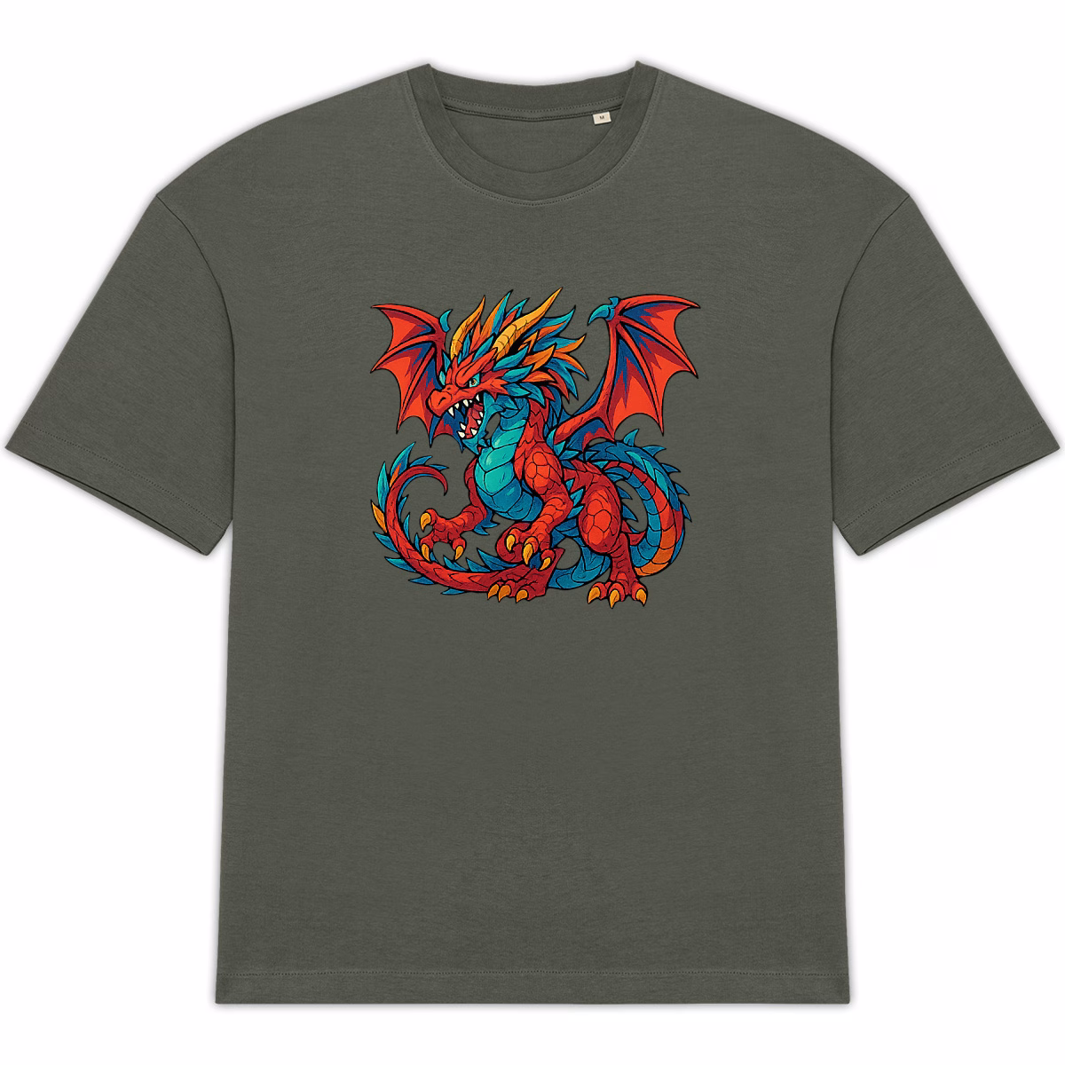 T-shirt dragon manga unisexe oversized en coton bio – Image 3