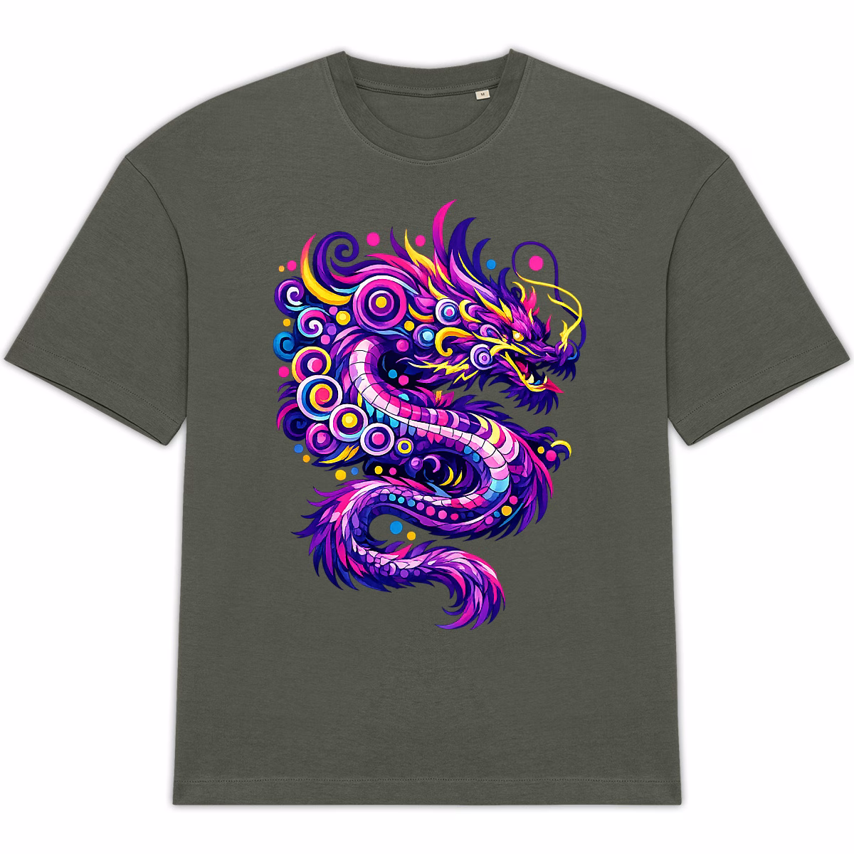 T-shirt Dragon électrique unisexe oversized coton bio écoresponsable – Image 3