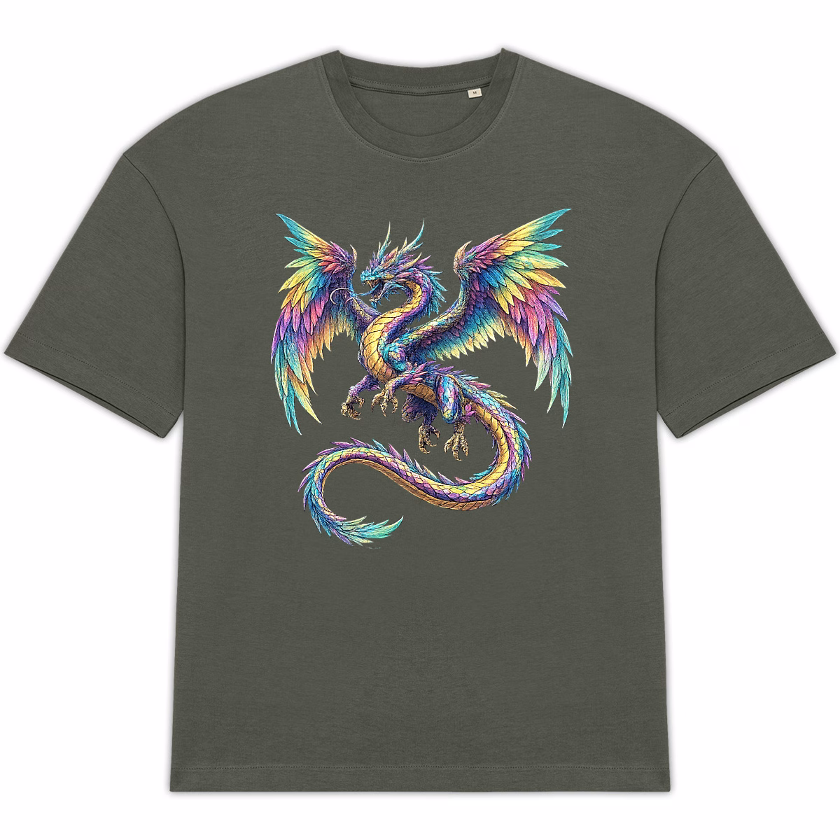 T-shirt Dragon irisé unisexe oversized en coton bio éthique – Image 3