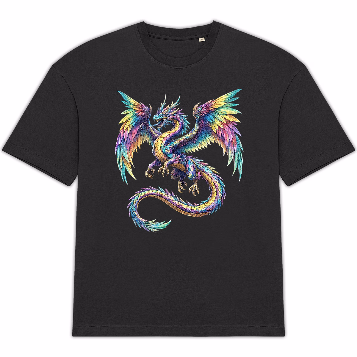 T-shirt Dragon irisé unisexe oversized en coton bio éthique – Image 5