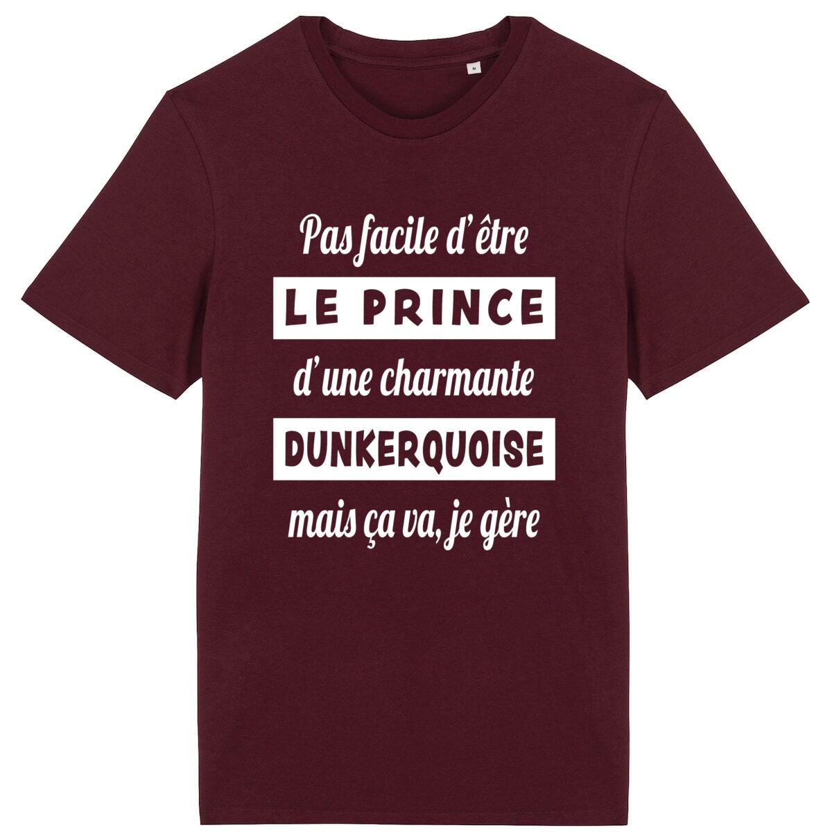 T-shirt léger Unisexe – 100% coton Bio 150g/m² – Pas facile d’être le prince d’une charmante dunkerquoise, mais ça va je gère – Image 4