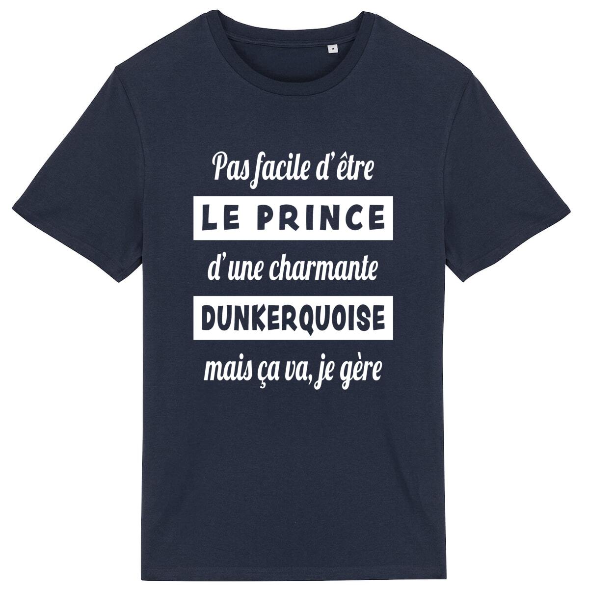 T-shirt léger Unisexe – 100% coton Bio 150g/m² – Pas facile d’être le prince d’une charmante dunkerquoise, mais ça va je gère – Image 3