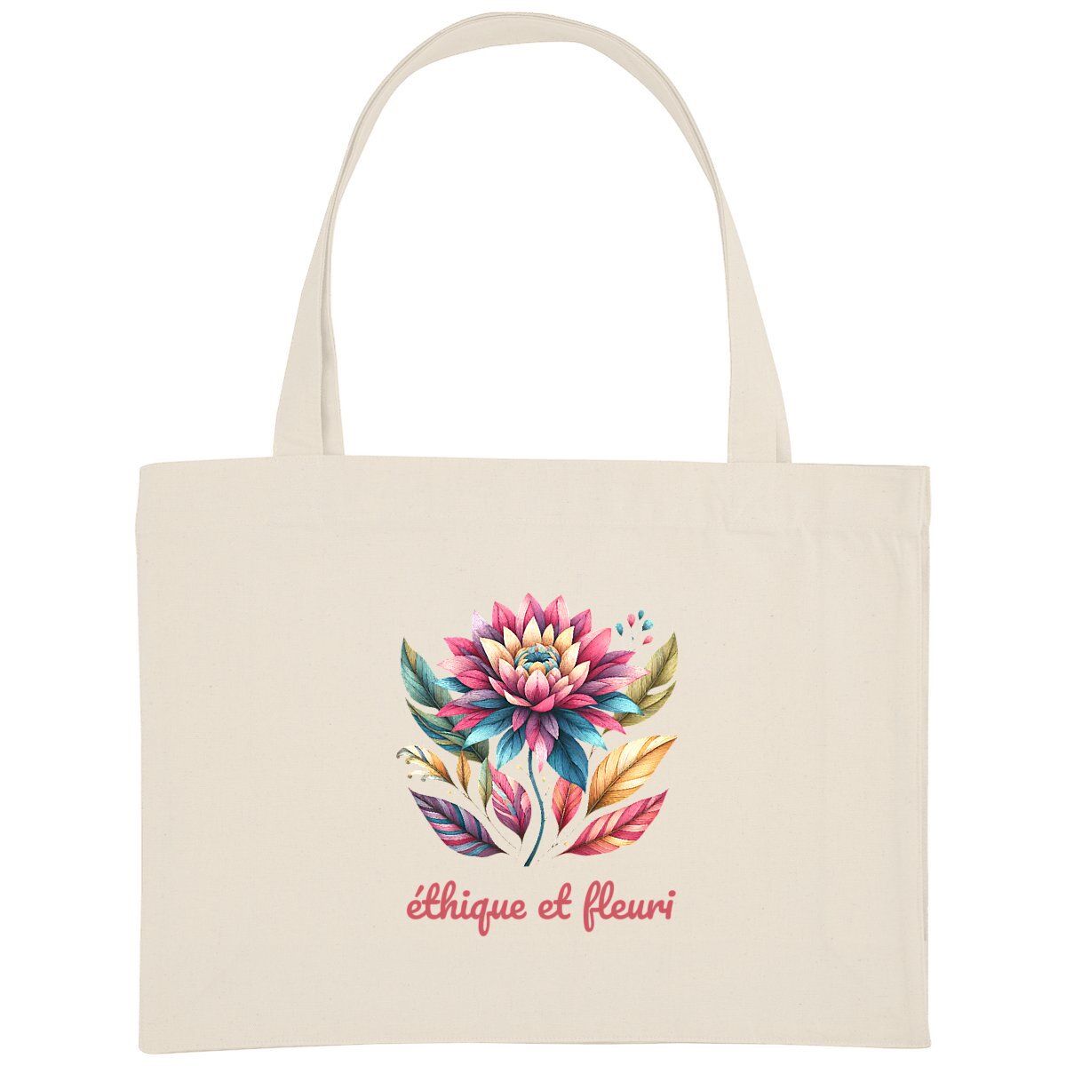 Shopping bag 100% recyclé sac de plage fleuri – Image 2