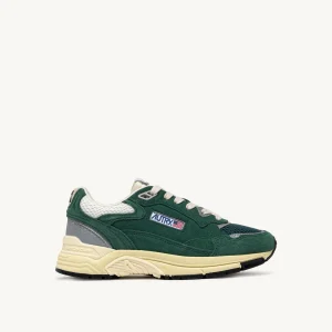 Baskets Hyperway En Cuir Suédé Vert Et Argent AUTRY