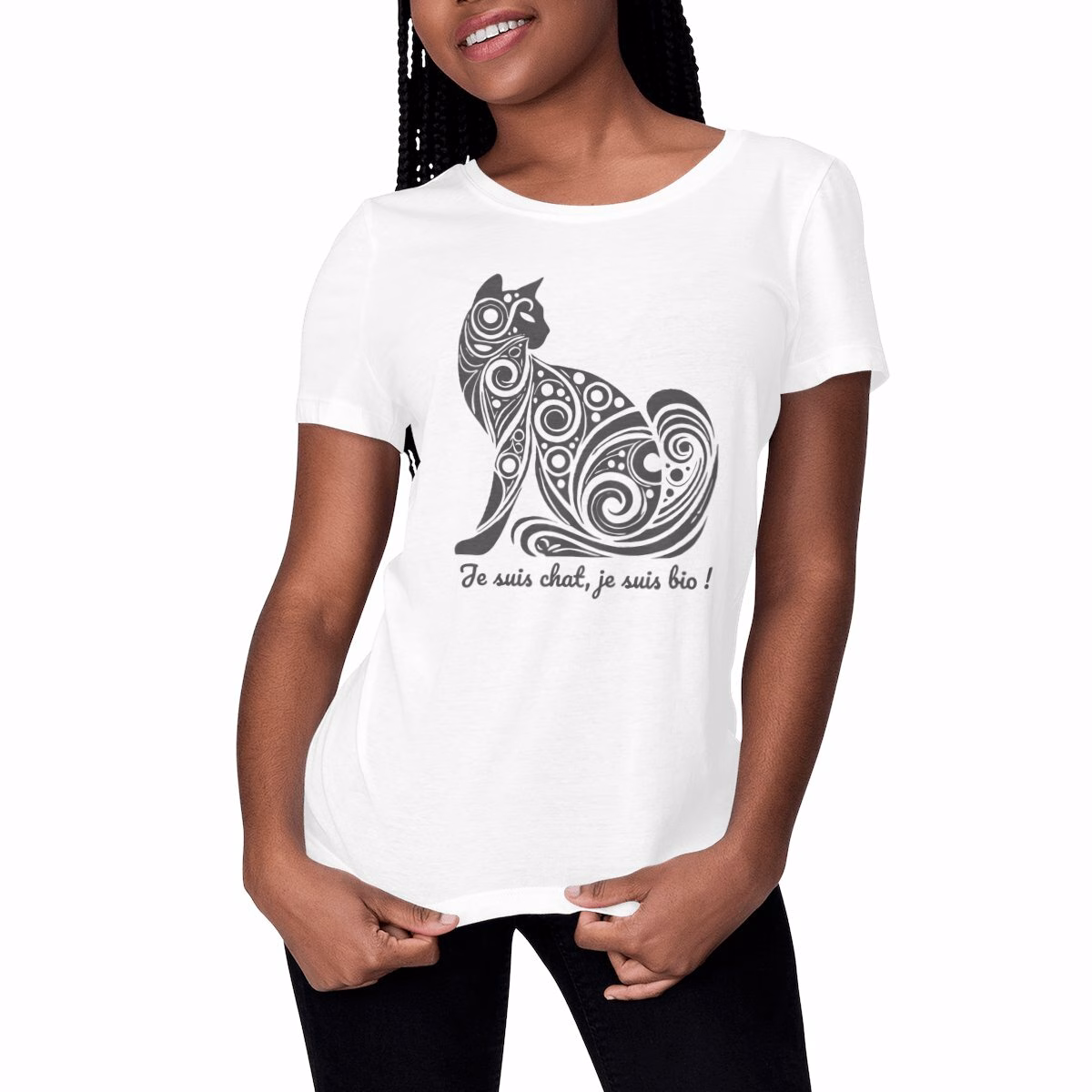 T-shirt chat femme classique coton bio